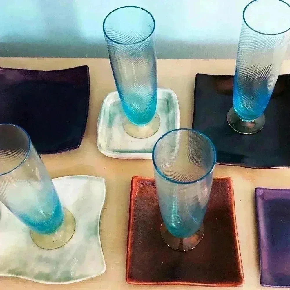 6 Handmade Ceramic Side Dish Plates 4.25
